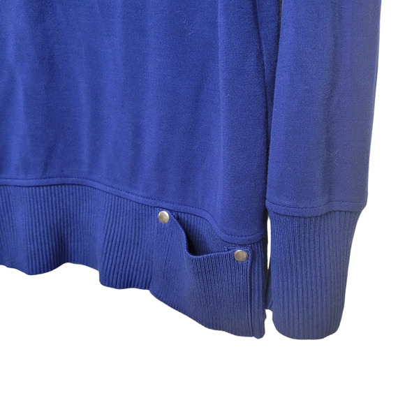 Chico's Zenergy Oversized V-Neck Pullover Hooded Sweater Blue Women Sz S - Picture 7 of 9